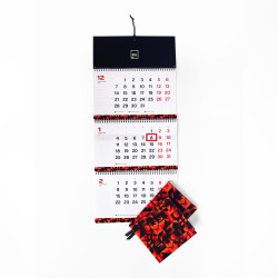 Three-panel wall calendar 2027 ("SUNSET")